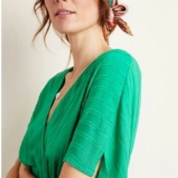 ⭐️Host Pick⭐️ Anthropologie Aryessa |  Kelly Dress Emerald Green Wrap - Picture 5 of 11